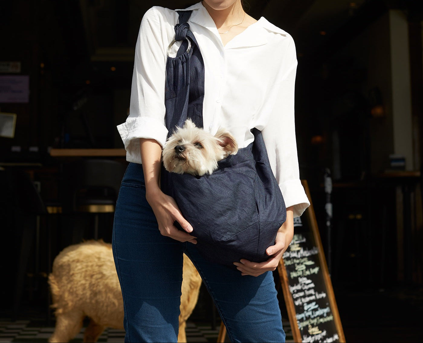 Chico Denim Pet Sling Carrier with Adjustable Strap